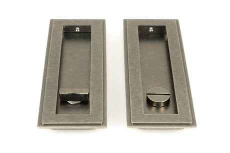 From The Anvil - Pewter 175mm Art Deco Rectangular Pull - Privacy Set | Sku. 50174 | Trade Door Handles.