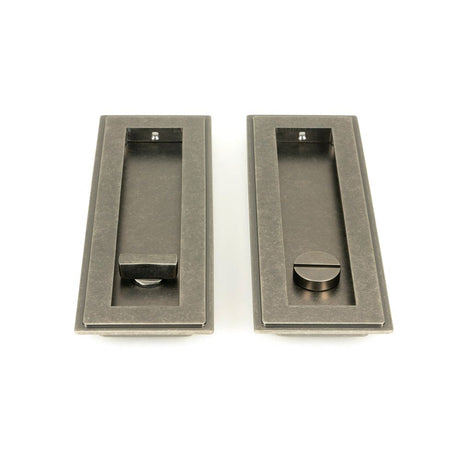 From The Anvil - Pewter 175mm Art Deco Rectangular Pull - Privacy Set | Sku. 50174 | Trade Door Handles.