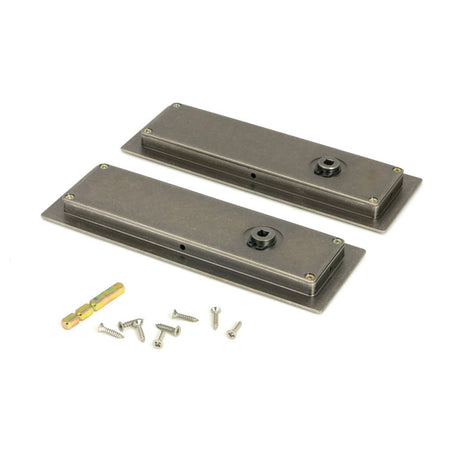 From The Anvil - Pewter 175mm Art Deco Rectangular Pull - Privacy Set | Sku. 50174 | Trade Door Handles.