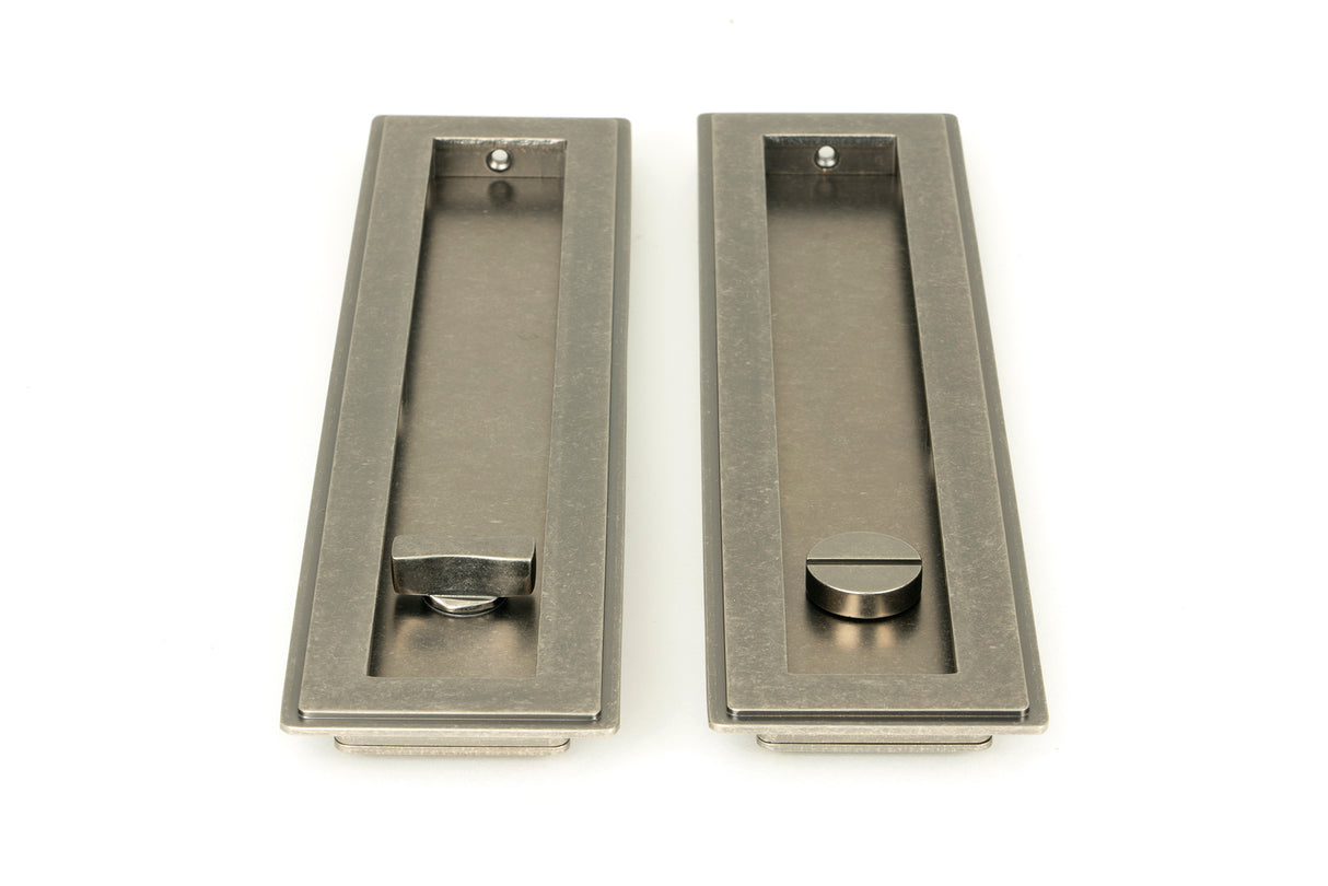 From The Anvil - Pewter 250mm Art Deco Rectangular Pull - Privacy Set | Sku. 50175 | Trade Door Handles.