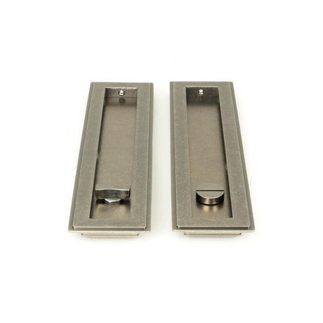 From The Anvil - Pewter 250mm Art Deco Rectangular Pull - Privacy Set | Sku. 50175 | Trade Door Handles.