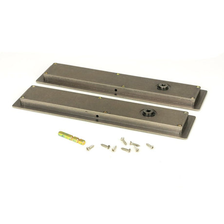 From The Anvil - Pewter 250mm Art Deco Rectangular Pull - Privacy Set | Sku. 50175 | Trade Door Handles.