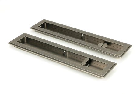 From The Anvil - Pewter 250mm Art Deco Rectangular Pull - Privacy Set | Sku. 50175 | Trade Door Handles.