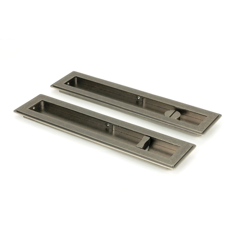 From The Anvil - Pewter 250mm Art Deco Rectangular Pull - Privacy Set | Sku. 50175 | Trade Door Handles.