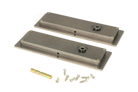 From The Anvil - Pewter 175mm Plain Rectangular Pull - Privacy Set | Sku. 50176 | Trade Door Handles.