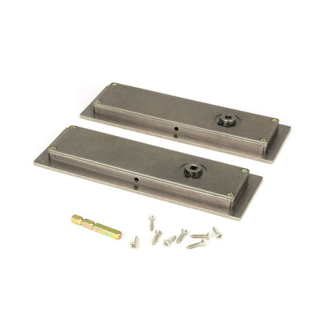 From The Anvil - Pewter 175mm Plain Rectangular Pull - Privacy Set | Sku. 50176 | Trade Door Handles.