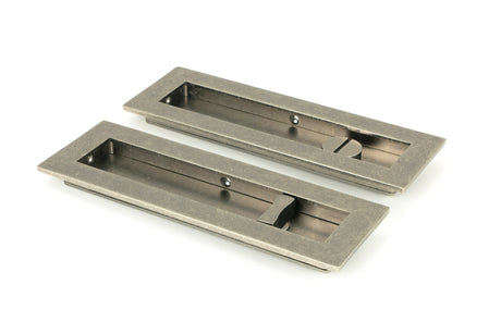From The Anvil - Pewter 175mm Plain Rectangular Pull - Privacy Set | Sku. 50176 | Trade Door Handles.