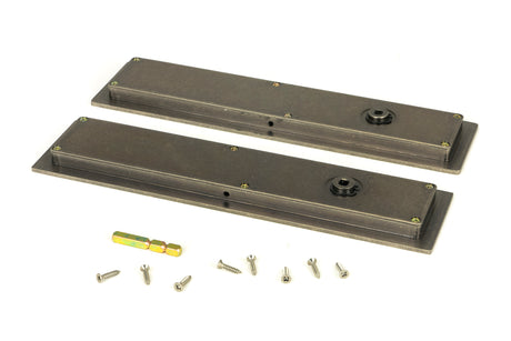 From The Anvil - Pewter 250mm Plain Rectangular Pull - Privacy Set | Sku. 50177 | Trade Door Handles.