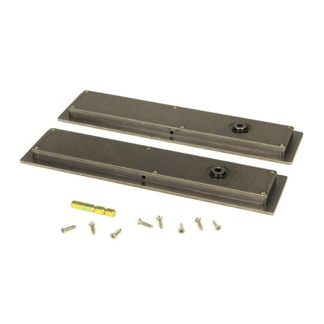 From The Anvil - Pewter 250mm Plain Rectangular Pull - Privacy Set | Sku. 50177 | Trade Door Handles.