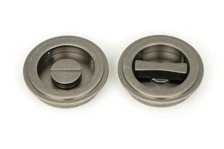 From The Anvil - Pewter 60mm Art Deco Round Pull - Privacy Set | Sku. 50182 | Trade Door Handles.