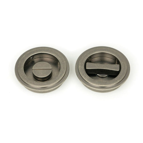 From The Anvil - Pewter 60mm Art Deco Round Pull - Privacy Set | Sku. 50182 | Trade Door Handles.