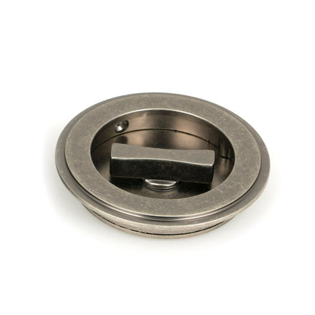From The Anvil - Pewter 75mm Art Deco Round Pull - Privacy Set | Sku. 50183 | Trade Door Handles.