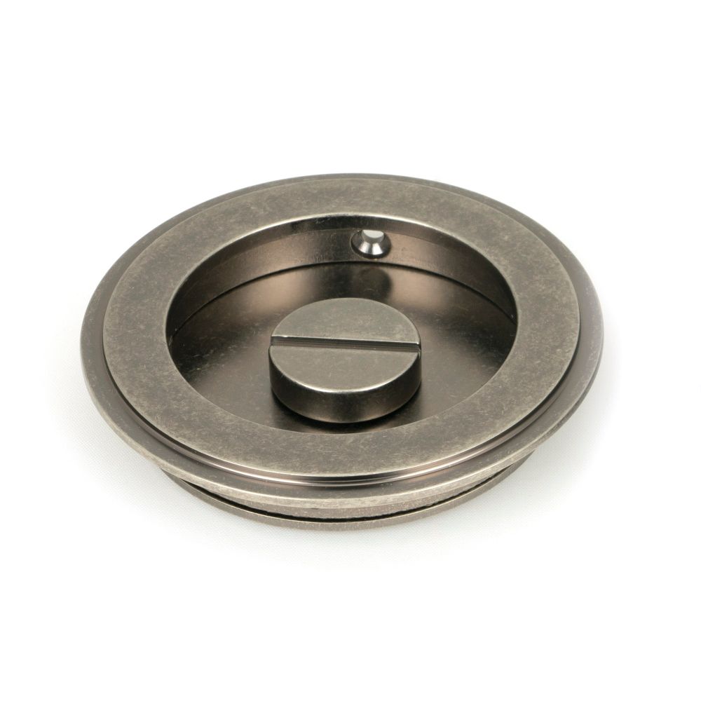 From The Anvil - Pewter 75mm Art Deco Round Pull - Privacy Set | Sku. 50183 | Trade Door Handles.
