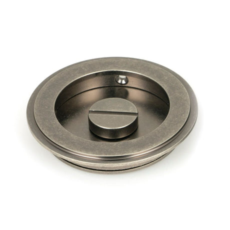 From The Anvil - Pewter 75mm Art Deco Round Pull - Privacy Set | Sku. 50183 | Trade Door Handles.