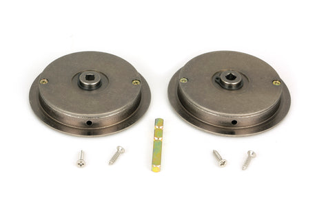 From The Anvil - Pewter 75mm Art Deco Round Pull - Privacy Set | Sku. 50183 | Trade Door Handles.