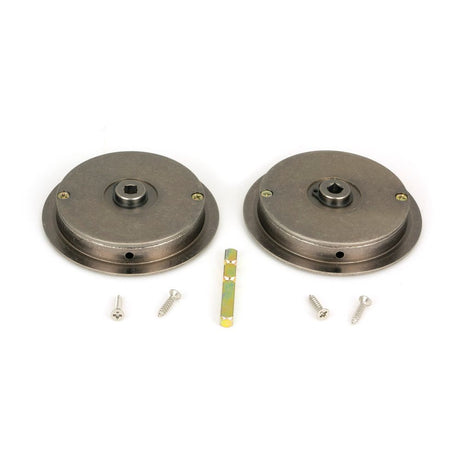 From The Anvil - Pewter 75mm Art Deco Round Pull - Privacy Set | Sku. 50183 | Trade Door Handles.