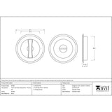 From The Anvil - Pewter 75mm Art Deco Round Pull - Privacy Set | Sku. 50183 | Trade Door Handles.