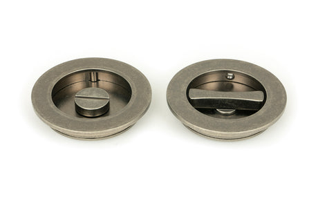 From The Anvil - Pewter 75mm Plain Round Pull - Privacy Set | Sku. 50185 | Trade Door Handles.