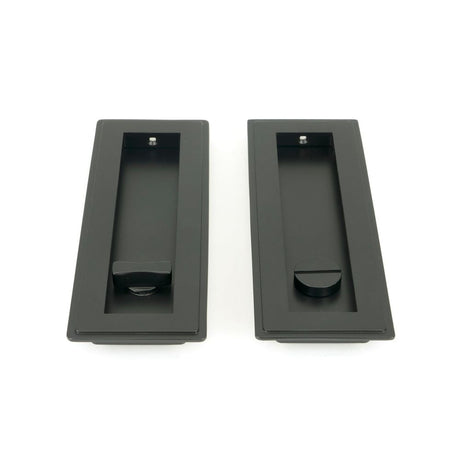 From The Anvil - Matt Black 175mm Art Deco Rectangular Pull - Privacy Set | Sku. 50210 | Trade Door Handles.