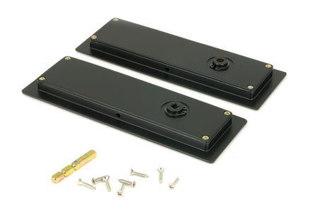 From The Anvil - Matt Black 175mm Art Deco Rectangular Pull - Privacy Set | Sku. 50210 | Trade Door Handles.