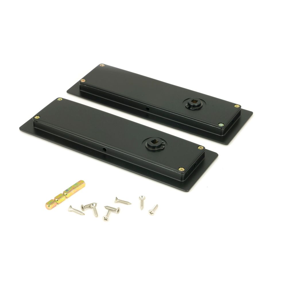 From The Anvil - Matt Black 175mm Art Deco Rectangular Pull - Privacy Set | Sku. 50210 | Trade Door Handles.