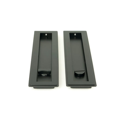 From The Anvil - Matt Black 250mm Art Deco Rectangular Pull - Privacy Set | Sku. 50211 | Trade Door Handles.
