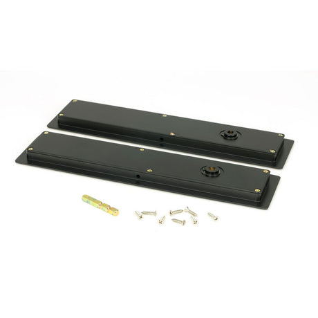 From The Anvil - Matt Black 250mm Art Deco Rectangular Pull - Privacy Set | Sku. 50211 | Trade Door Handles.