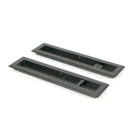 From The Anvil - Matt Black 250mm Art Deco Rectangular Pull - Privacy Set | Sku. 50211 | Trade Door Handles.