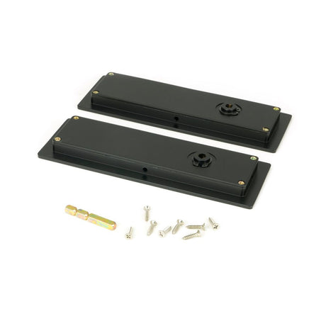 From The Anvil - Matt Black 175mm Plain Rectangular Pull - Privacy Set | Sku. 50212 | Trade Door Handles.