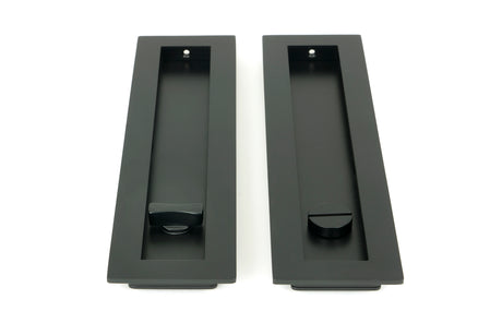From The Anvil - Matt Black 250mm Plain Rectangular Pull - Privacy Set | Sku. 50213 | Trade Door Handles.