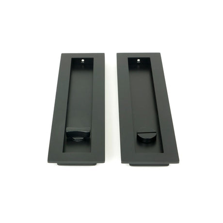 From The Anvil - Matt Black 250mm Plain Rectangular Pull - Privacy Set | Sku. 50213 | Trade Door Handles.