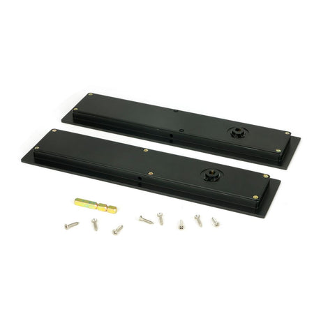 From The Anvil - Matt Black 250mm Plain Rectangular Pull - Privacy Set | Sku. 50213 | Trade Door Handles.
