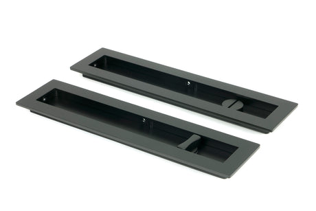 From The Anvil - Matt Black 250mm Plain Rectangular Pull - Privacy Set | Sku. 50213 | Trade Door Handles.