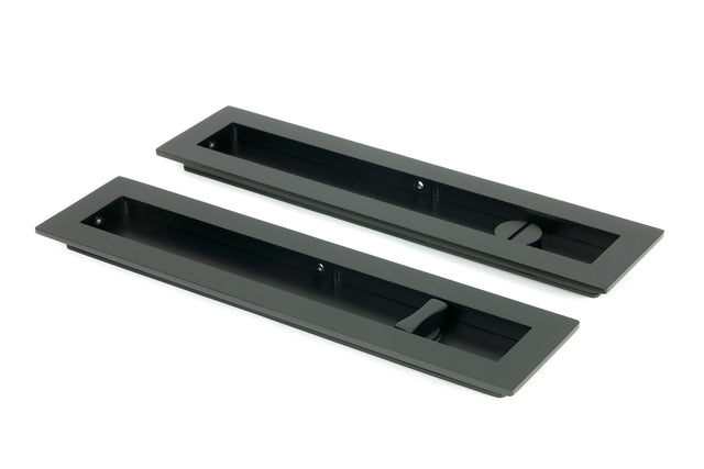 From The Anvil - Matt Black 250mm Plain Rectangular Pull - Privacy Set | Sku. 50213 | Trade Door Handles.