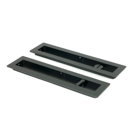 From The Anvil - Matt Black 250mm Plain Rectangular Pull - Privacy Set | Sku. 50213 | Trade Door Handles.