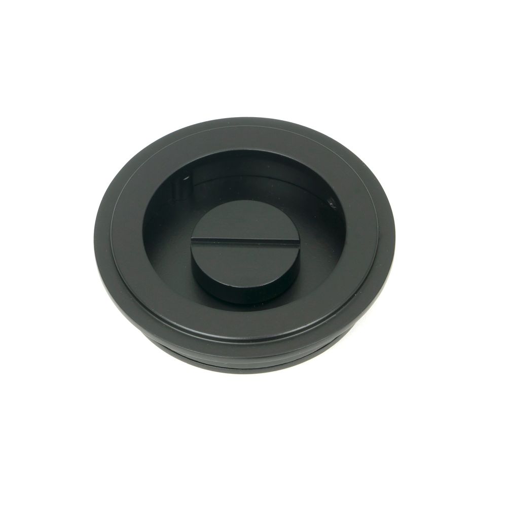 From The Anvil - Matt Black 60mm Art Deco Round Pull - Privacy Set | Sku. 50218 | Trade Door Handles.