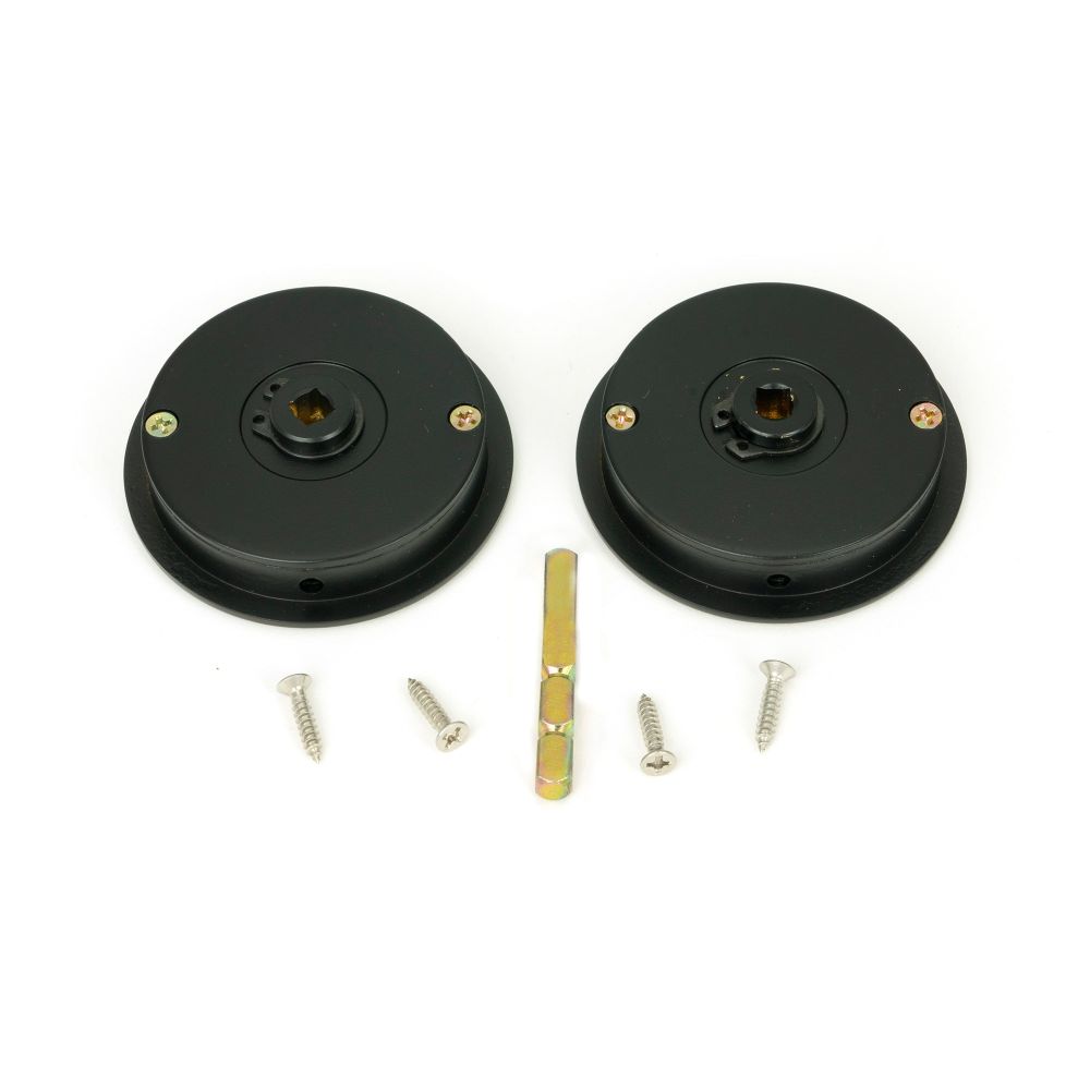 From The Anvil - Matt Black 60mm Art Deco Round Pull - Privacy Set | Sku. 50218 | Trade Door Handles.