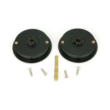From The Anvil - Matt Black 60mm Art Deco Round Pull - Privacy Set | Sku. 50218 | Trade Door Handles.