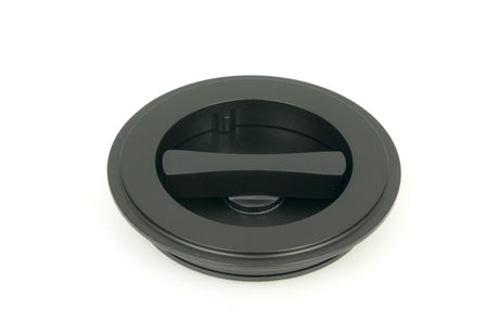 From The Anvil - Matt Black 75mm Art Deco Round Pull - Privacy Set | Sku. 50219 | Trade Door Handles.