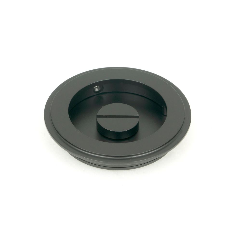 From The Anvil - Matt Black 75mm Art Deco Round Pull - Privacy Set | Sku. 50219 | Trade Door Handles.