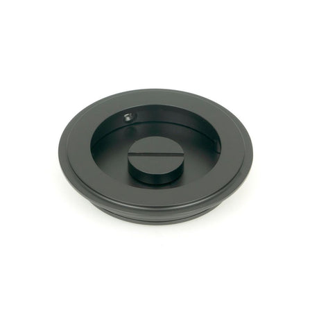 From The Anvil - Matt Black 75mm Art Deco Round Pull - Privacy Set | Sku. 50219 | Trade Door Handles.
