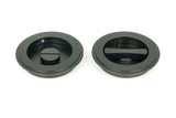 From The Anvil - Matt Black 75mm Art Deco Round Pull - Privacy Set | Sku. 50219 | Trade Door Handles.