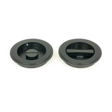 From The Anvil - Matt Black 75mm Art Deco Round Pull - Privacy Set | Sku. 50219 | Trade Door Handles.