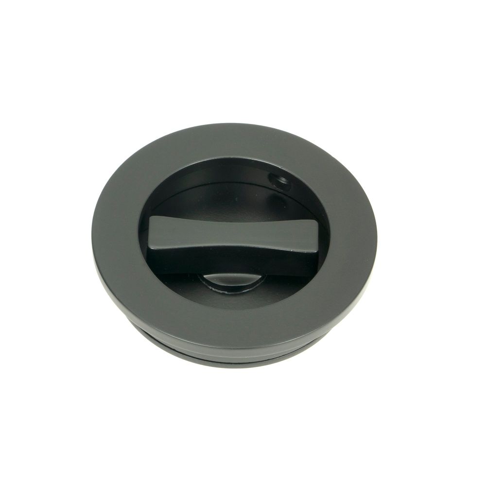 From The Anvil - Matt Black 60mm Plain Round Pull - Privacy Set | Sku. 50220 | Trade Door Handles.