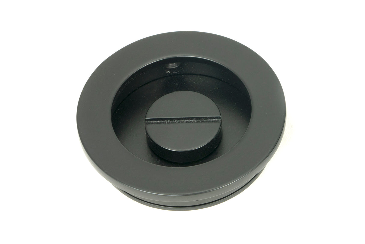 From The Anvil - Matt Black 60mm Plain Round Pull - Privacy Set | Sku. 50220 | Trade Door Handles.