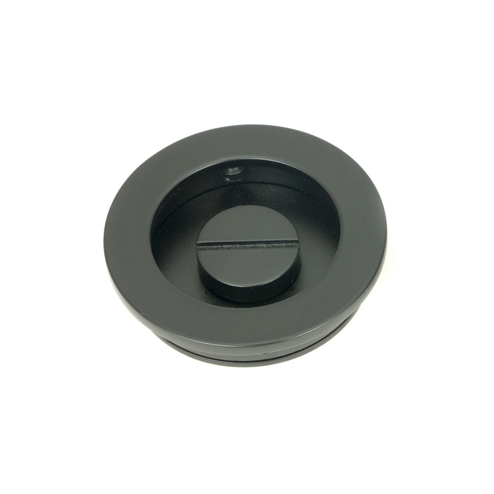 From The Anvil - Matt Black 60mm Plain Round Pull - Privacy Set | Sku. 50220 | Trade Door Handles.
