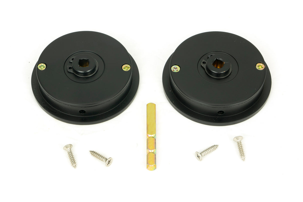 From The Anvil - Matt Black 60mm Plain Round Pull - Privacy Set | Sku. 50220 | Trade Door Handles.