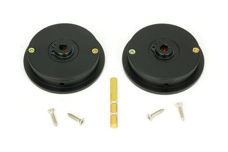 From The Anvil - Matt Black 60mm Plain Round Pull - Privacy Set | Sku. 50220 | Trade Door Handles.