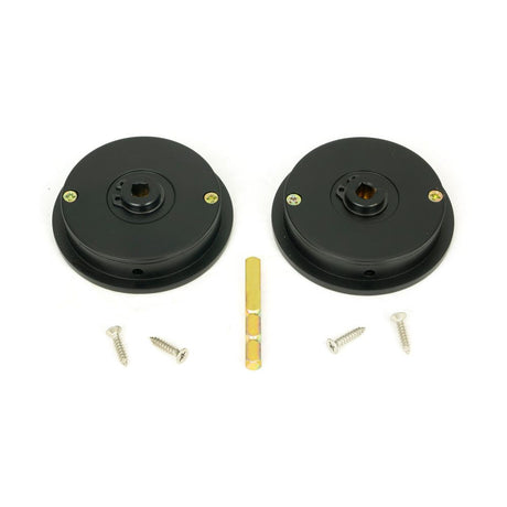 From The Anvil - Matt Black 60mm Plain Round Pull - Privacy Set | Sku. 50220 | Trade Door Handles.