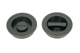 From The Anvil - Matt Black 60mm Plain Round Pull - Privacy Set | Sku. 50220 | Trade Door Handles.